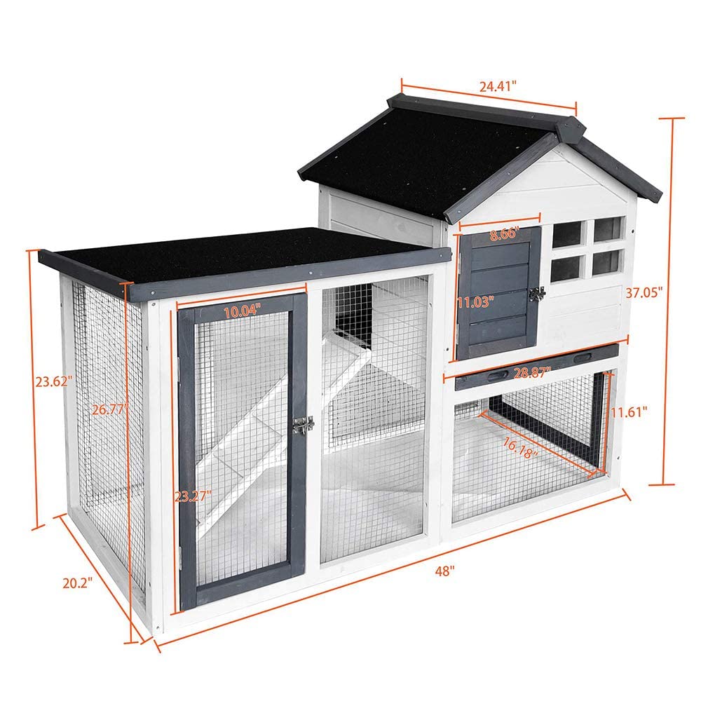 SZCY LLC 48''L Rabbit Hutch Indoor Outdoor Bunny Cage Rabbit Hutch Wood House Pet Cage for Small Animals