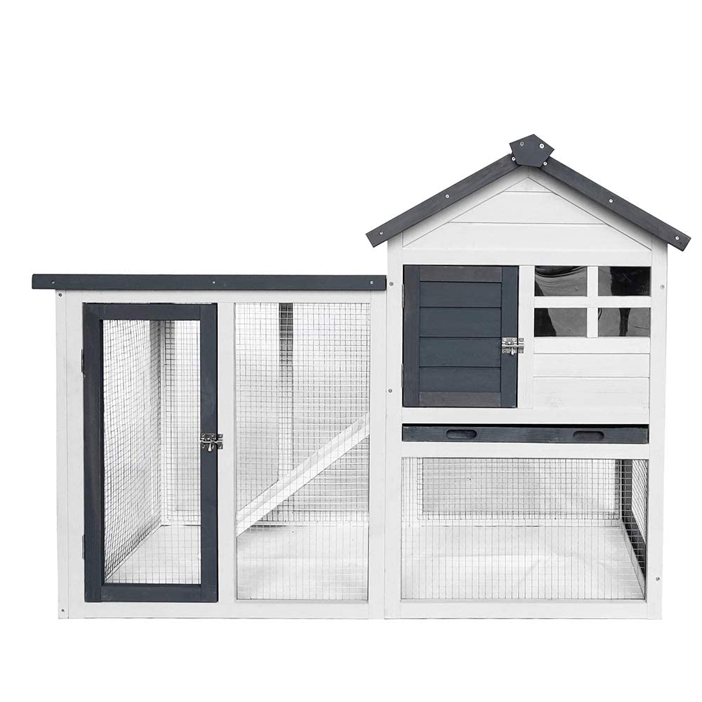 SZCY LLC 48''L Rabbit Hutch Indoor Outdoor Bunny Cage Rabbit Hutch Wood House Pet Cage for Small Animals